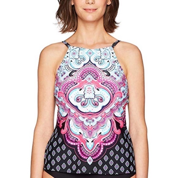 24th & Ocean Other - 24TH & Ocean High Neck Adjustable Tankini Swimsuit